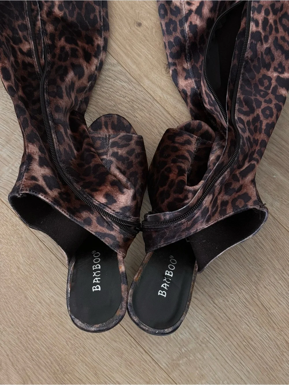 Bamboo Leopard Print Over-the-Knee Boots | Size 7